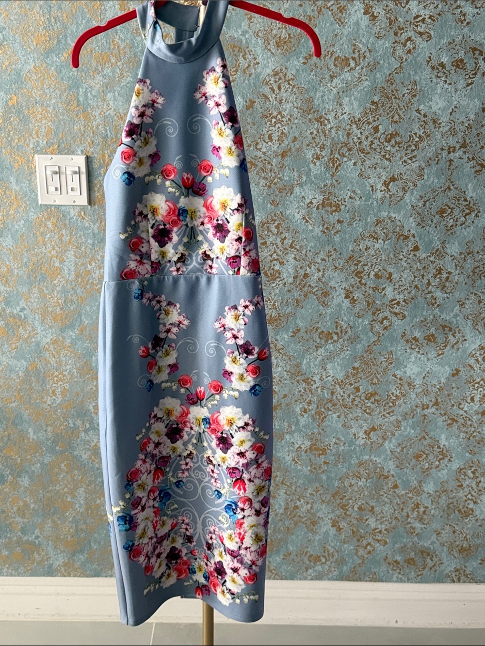 Blue Floral Halter Home Accent Cover